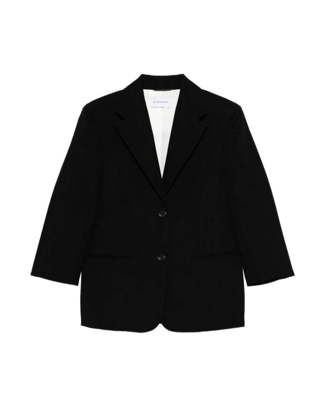 Givenchy Zwarte Jas Met Revers in het Black