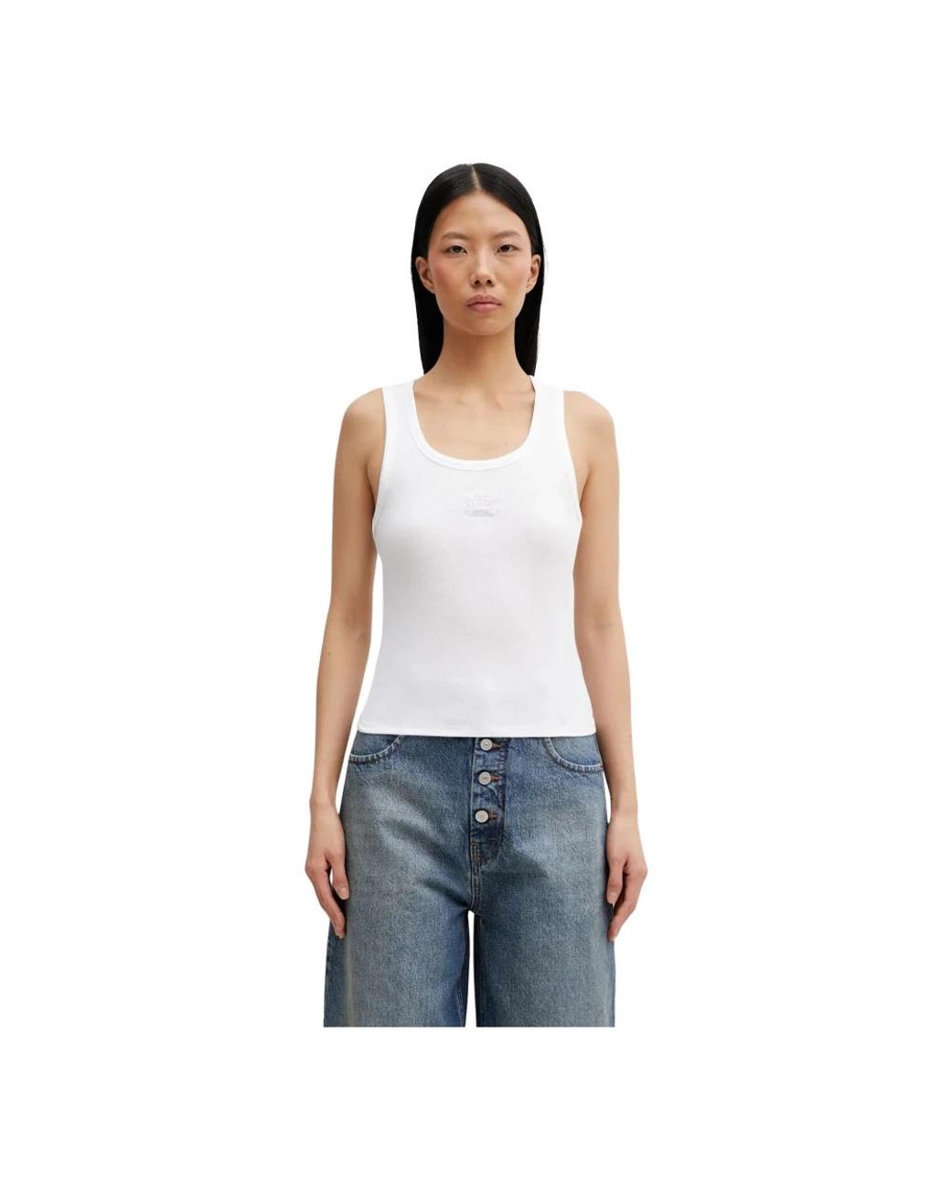 Vetements Tops ,Wit ,Katoen Crystal Biker Cross in het Blue