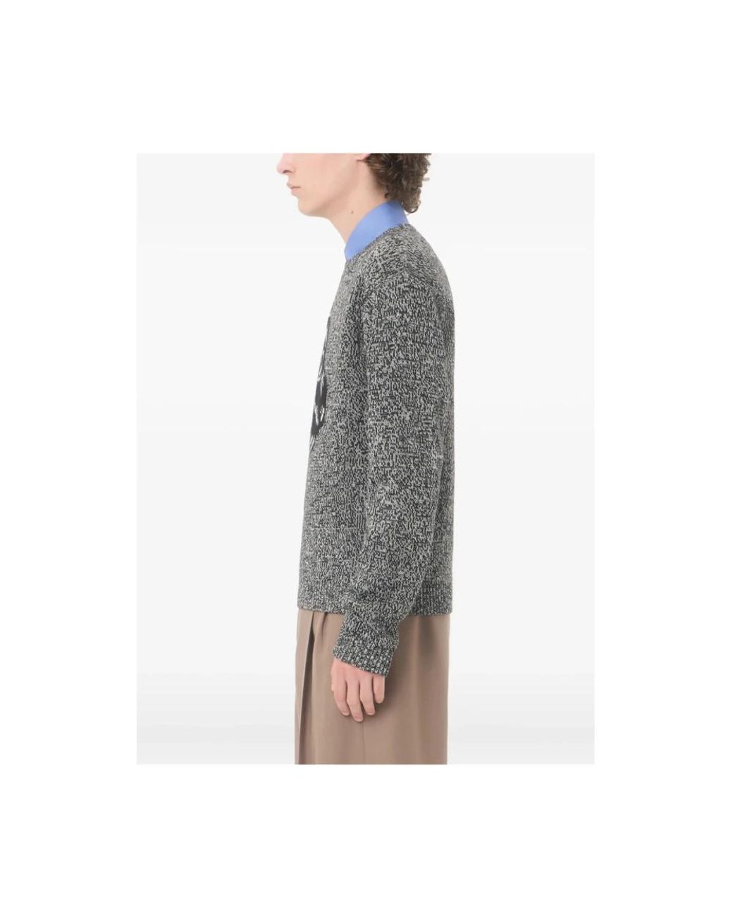Valentino Gray Round-Neck Knitwear for men
