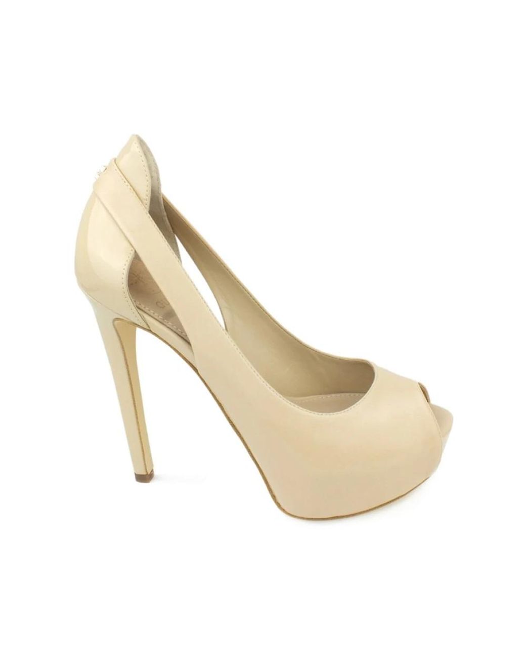 Guess Schoenen ,Leer Peep Toe Pump in het Metallic