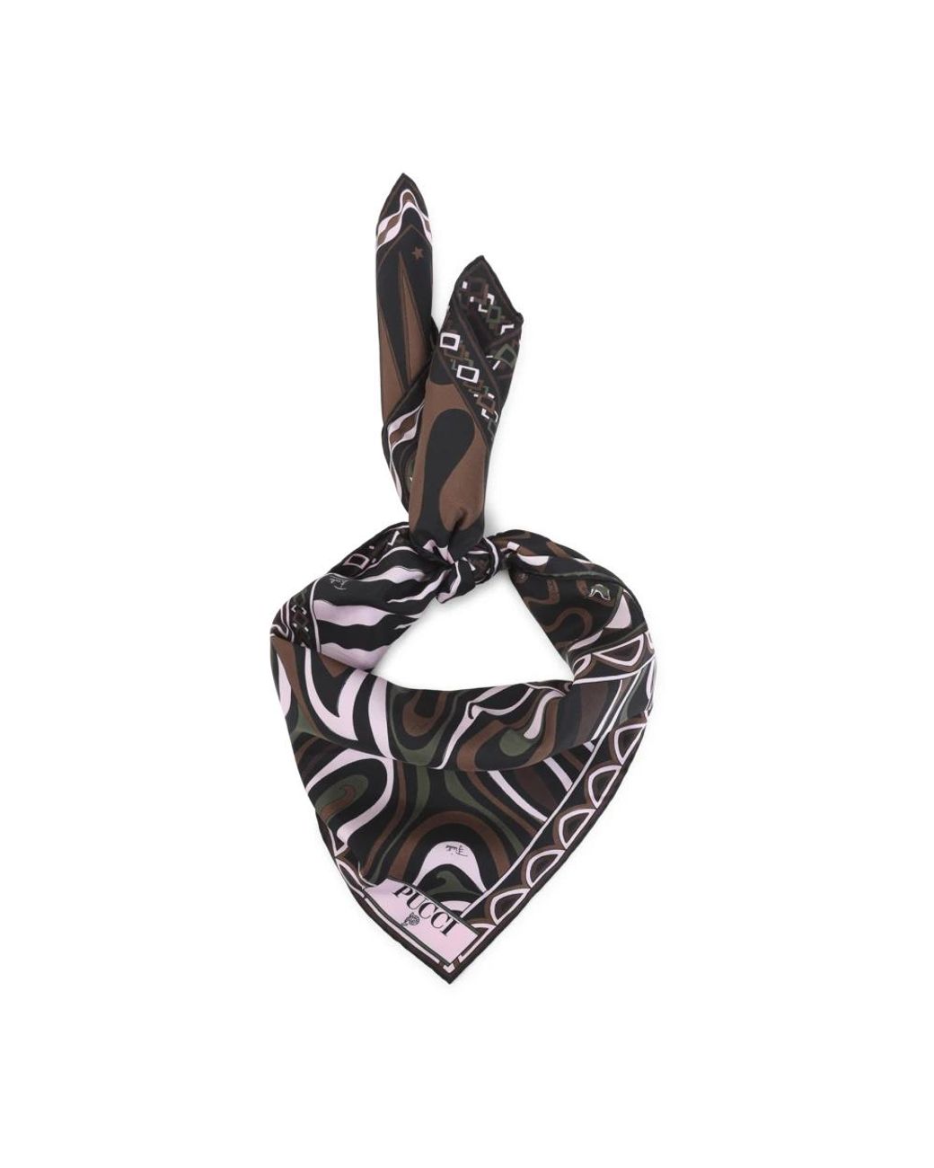 Emilio Pucci Metallic Khaki Silk Foulard
