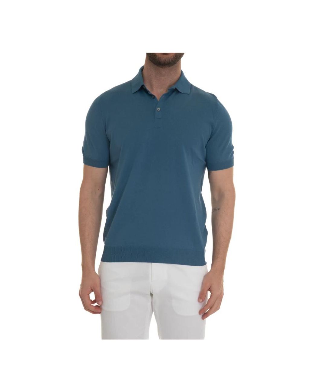Gran Sasso Blue Polo Shirts for men