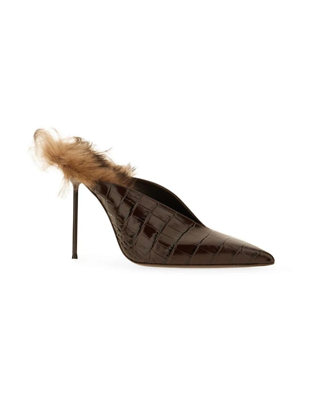 Paris Texas Brown Heeled Mules