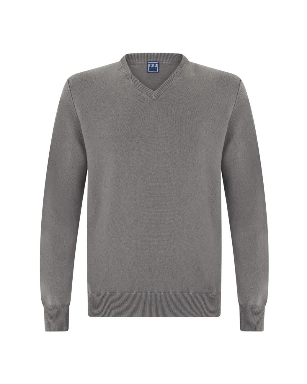 Fedeli Pull Cashmere V-Neck in het Gray voor heren
