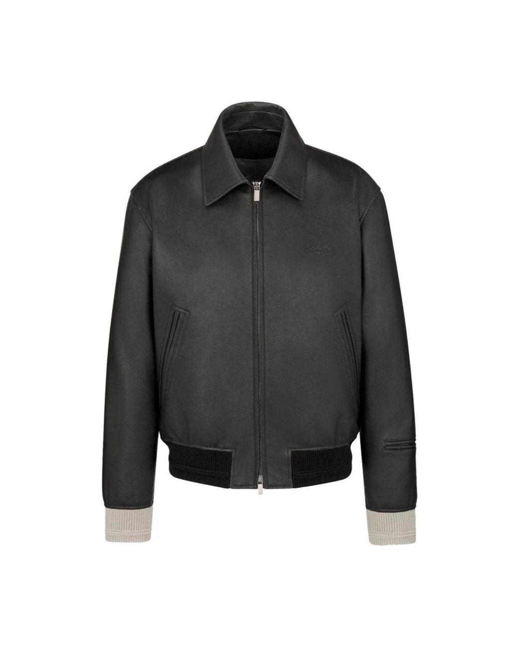 Dior Jassen ,Zwart ,Leer Zwarte Leren Jas Ribboorden Rits in het Black voor heren