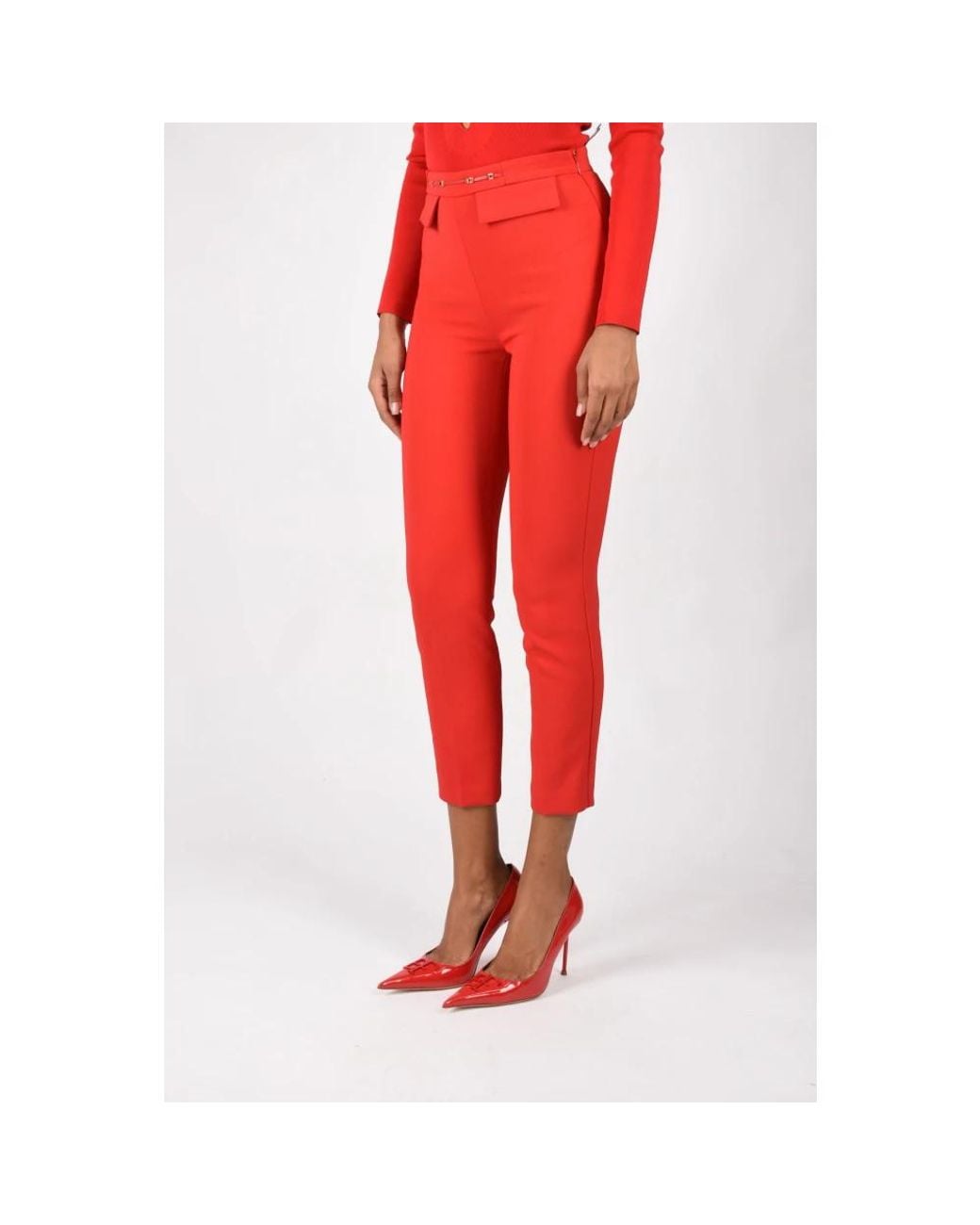 Elisabetta Franchi Red Cropped Trousers