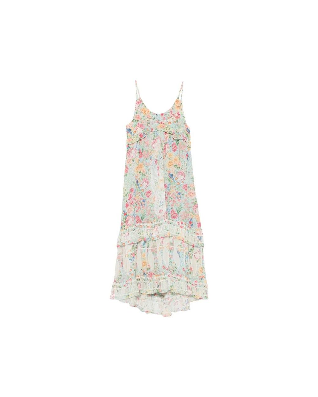 Farm Rio White Floral-Print Ruffled Dress