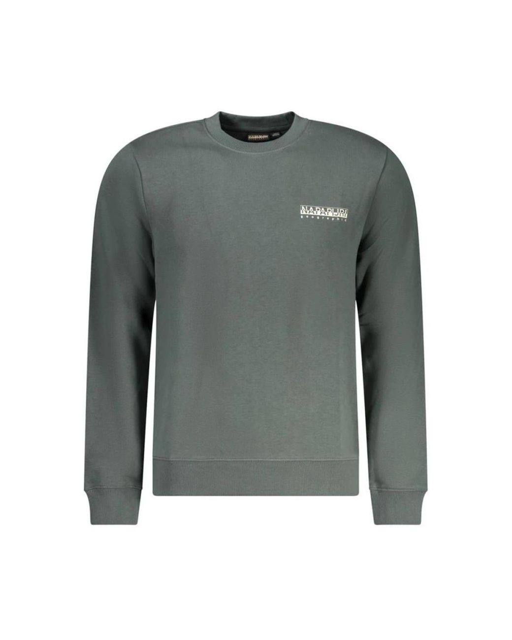 Napapijri Hoodies & Sweatvesten ,Groen ,Katoen Groene Crew Neck Logo Sweatshirt in het Gray voor heren