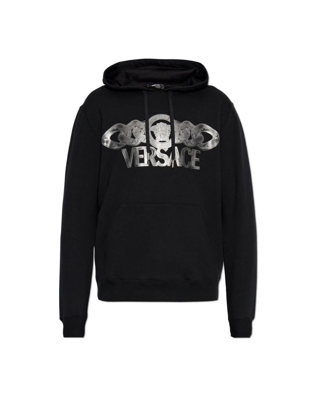 Versace Hoodies & Sweatvesten ,Zwart ,Katoen Sweatshirt Met Logo in het Black voor heren