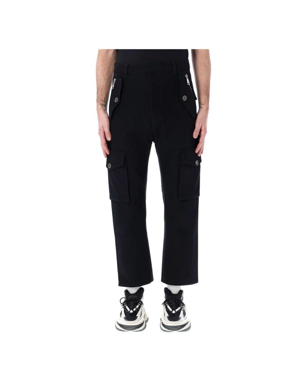 Balmain Broeken ,Zwart ,Katoen Cotton Cargo Pants in het Black voor heren