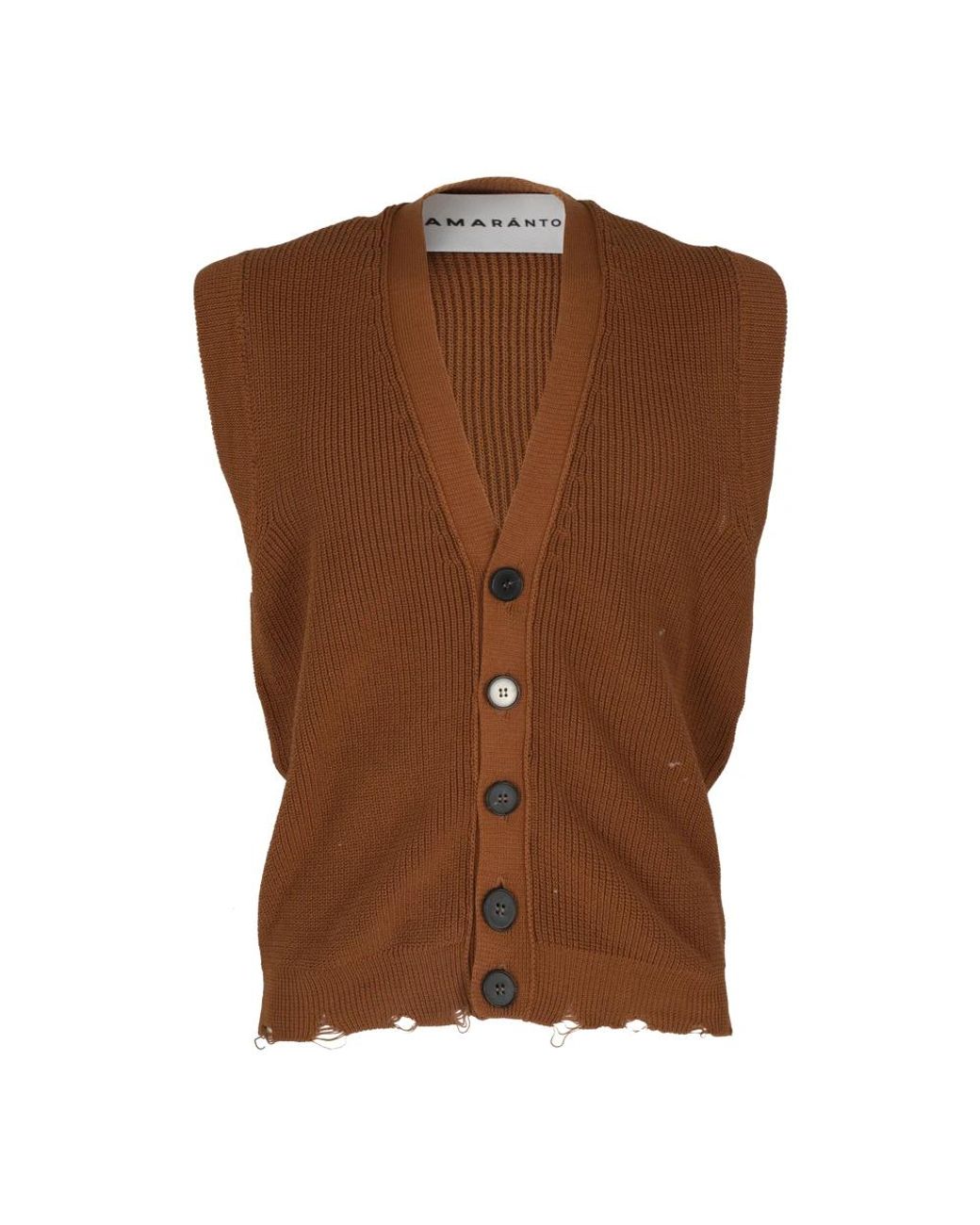 Amaranto Brown Sleeveless Jumpers for men