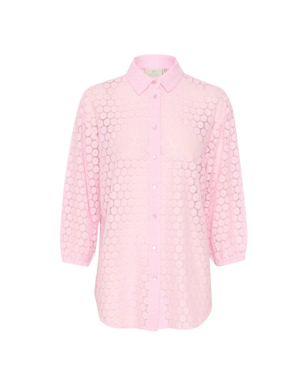Kaffe Overhemden ,Roze ,Roze Kant Shirt Top 3/4 Mouwen in het Pink