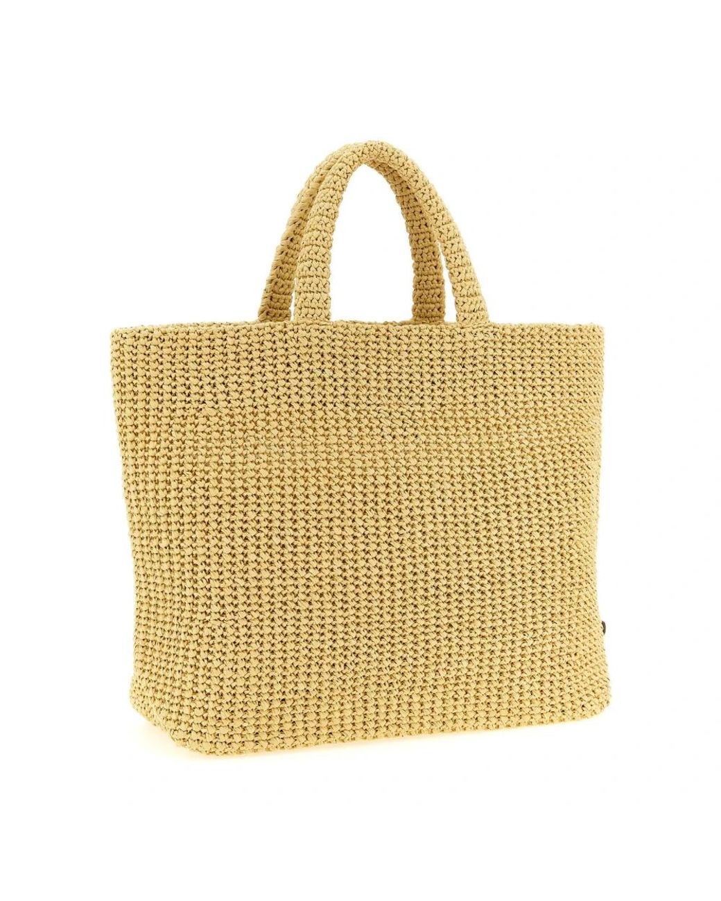 Prada Yellow Raffia Tote