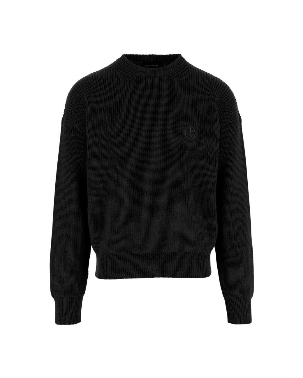 Giorgio Armani Black Round-Neck Knitwear for men