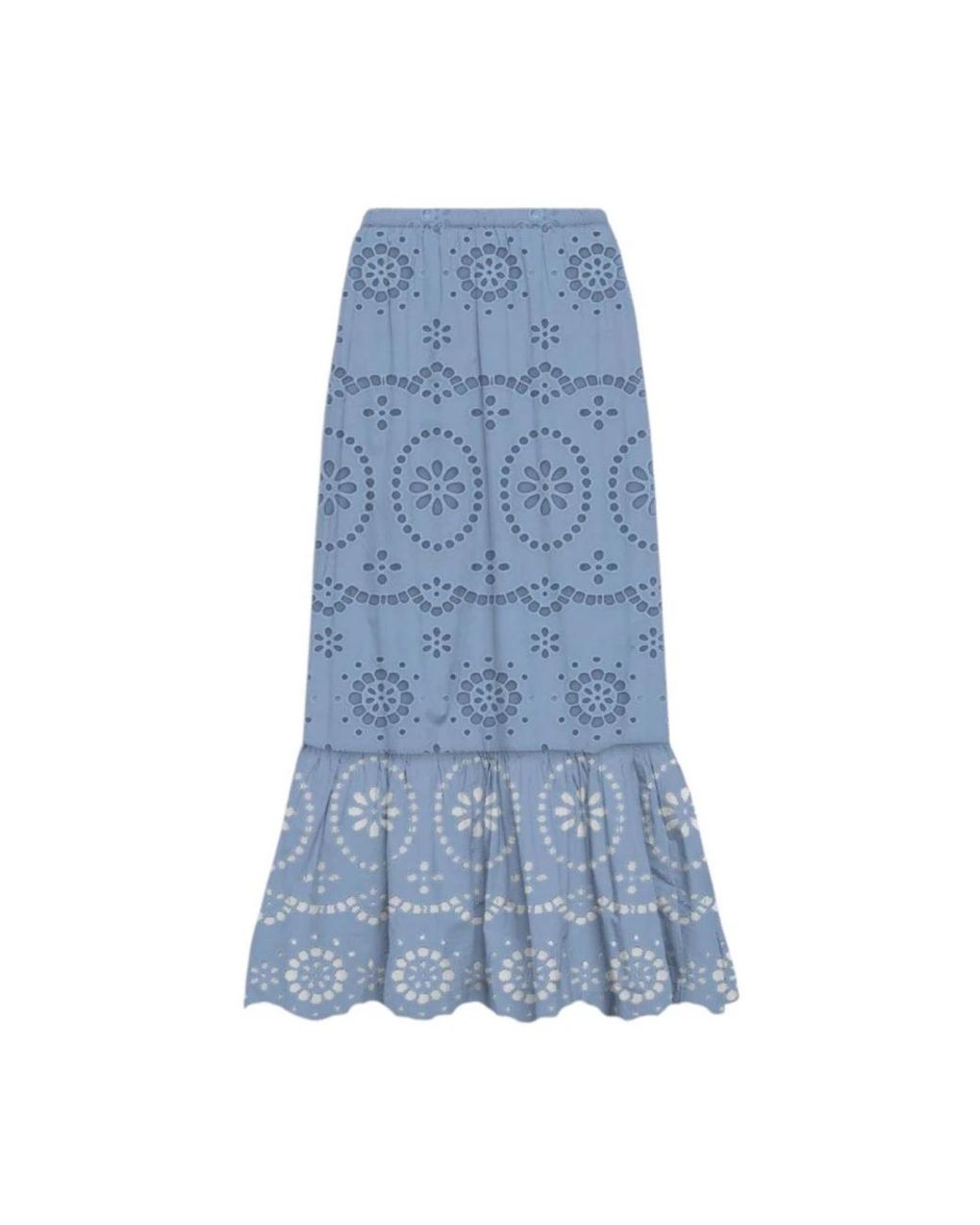 Mc2 Saint Barth Rokken ,Blauw ,Katoen Enkellange Rok Met Ruches in het Blue