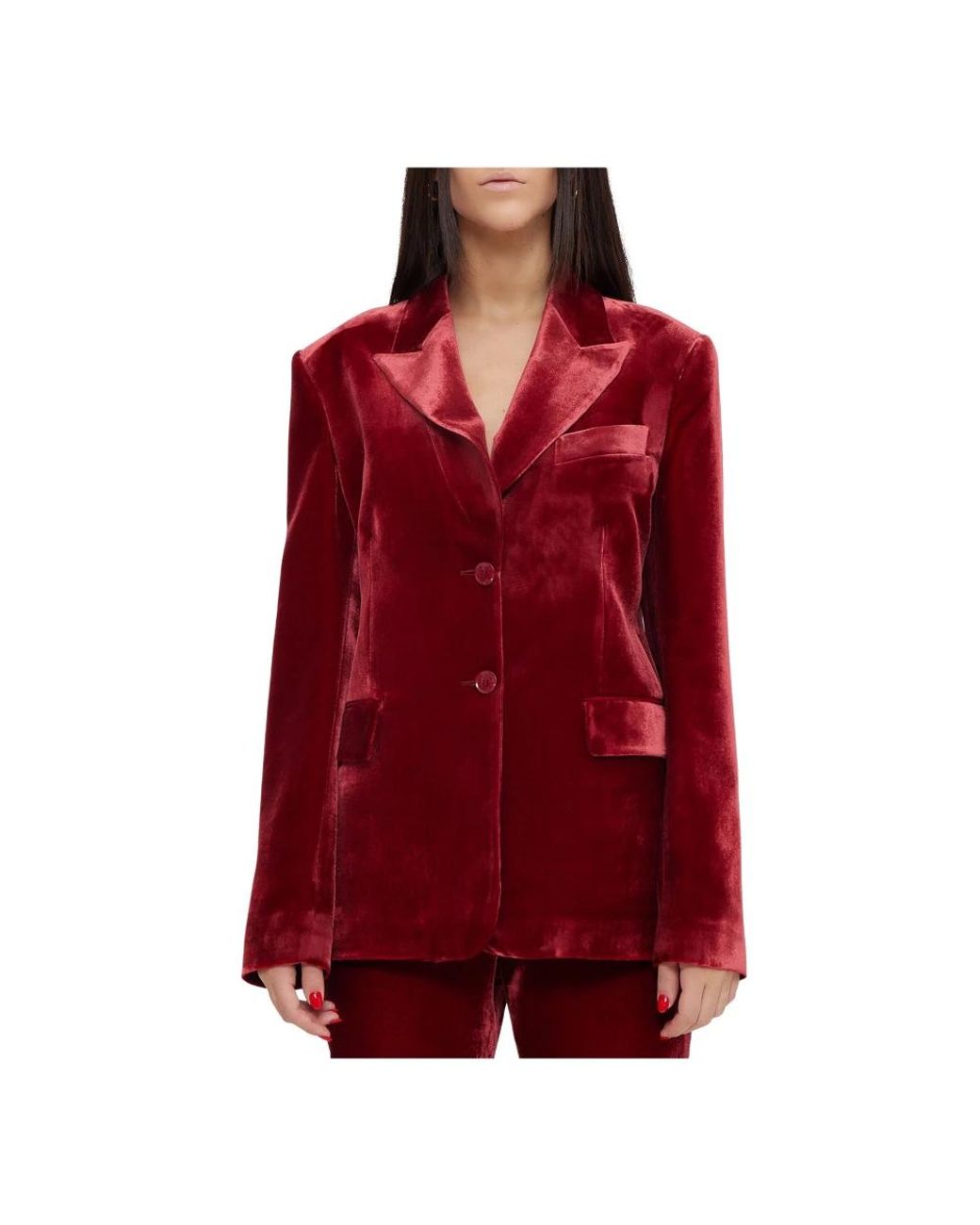 Moschino Jassen ,Rood ,Lange Fluwelen Jas in het Red