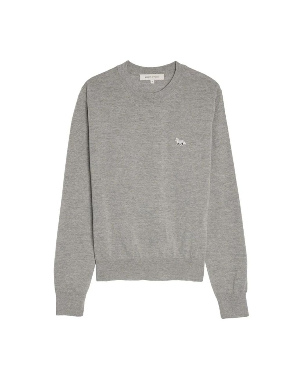 Maison Kitsuné Truien & Vesten ,Grijs ,Wol Baby Fox Wollen Trui in het Gray