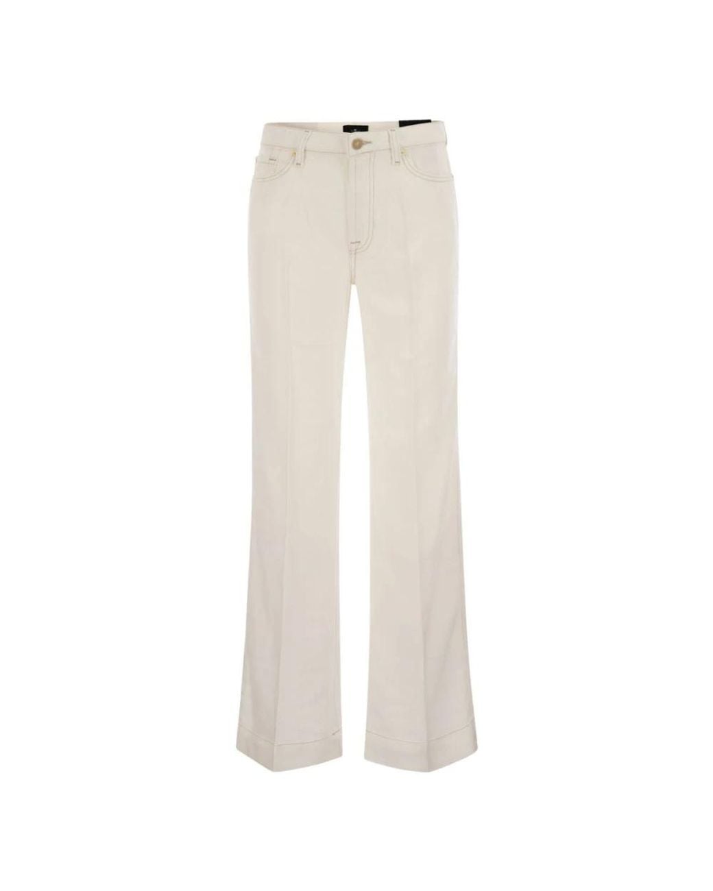 7 For All Mankind White Wide Trousers