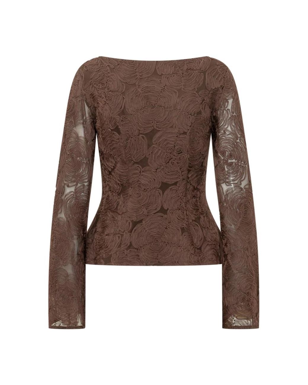 ROTATE BIRGER CHRISTENSEN Brown Long Sleeve T-Shirts