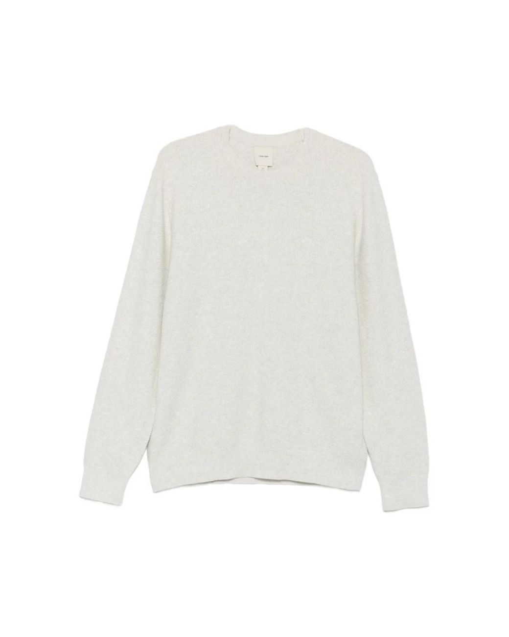 Calvin Klein White Round-Neck Knitwear for men