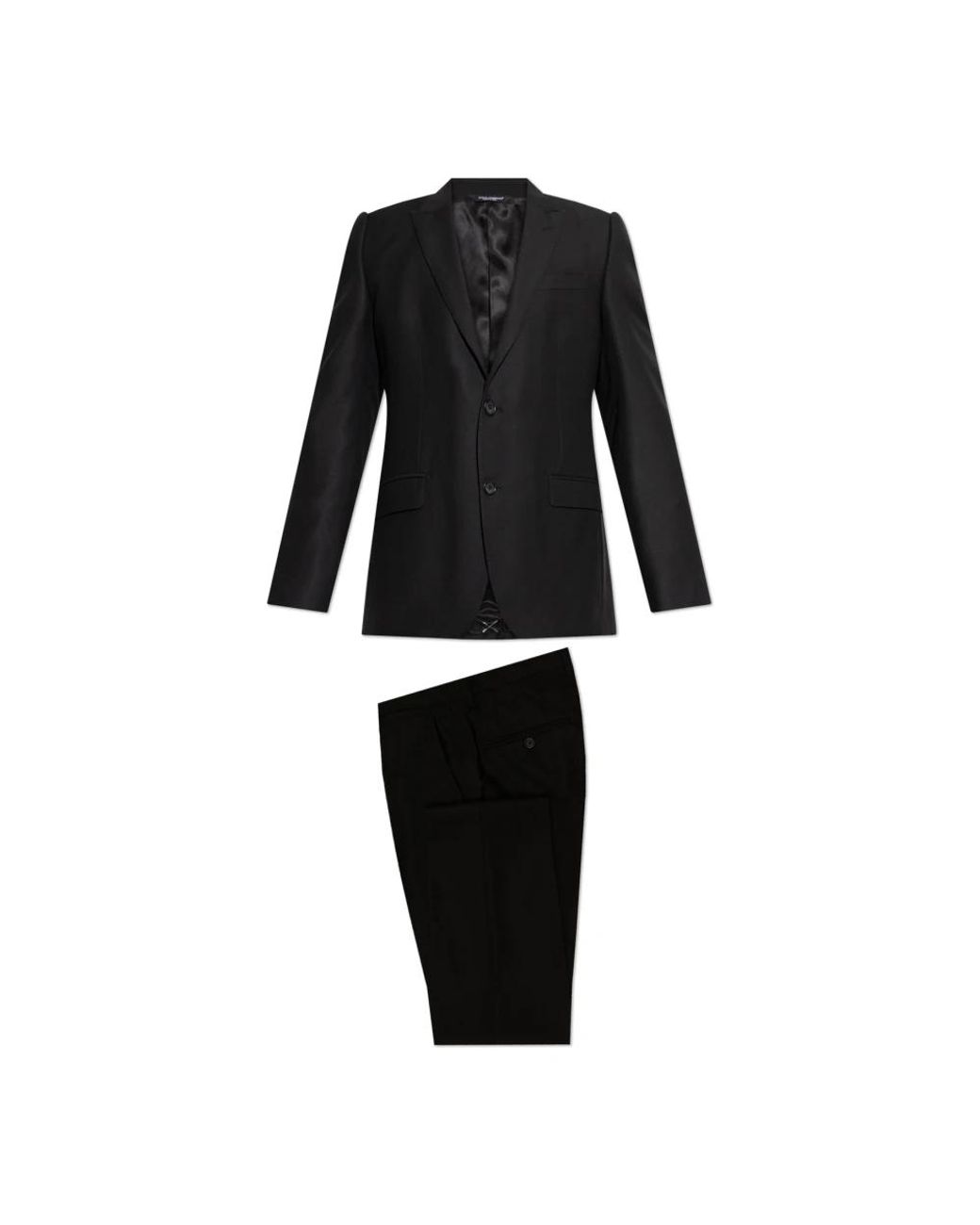 Dolce & Gabbana Kostuums ,Zwart ,Wol Single-Breasted Wool Blend Suit in het Black voor heren