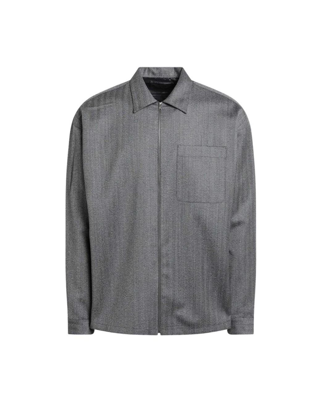 Prada Gray Wool Zip-Up Overshirt for men