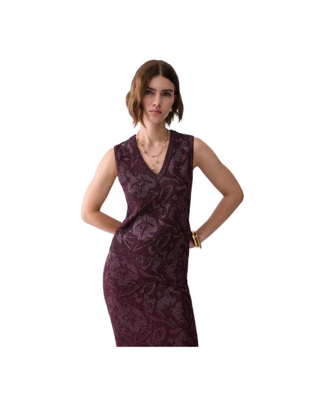 Liu Jo Purple V-Neck Knitwear