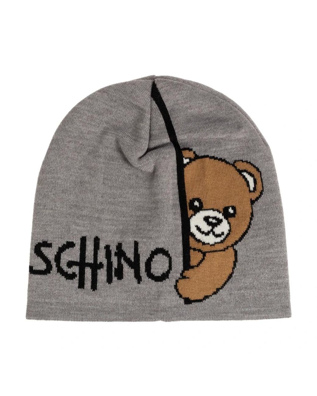 Moschino Gray Logo Beanie
