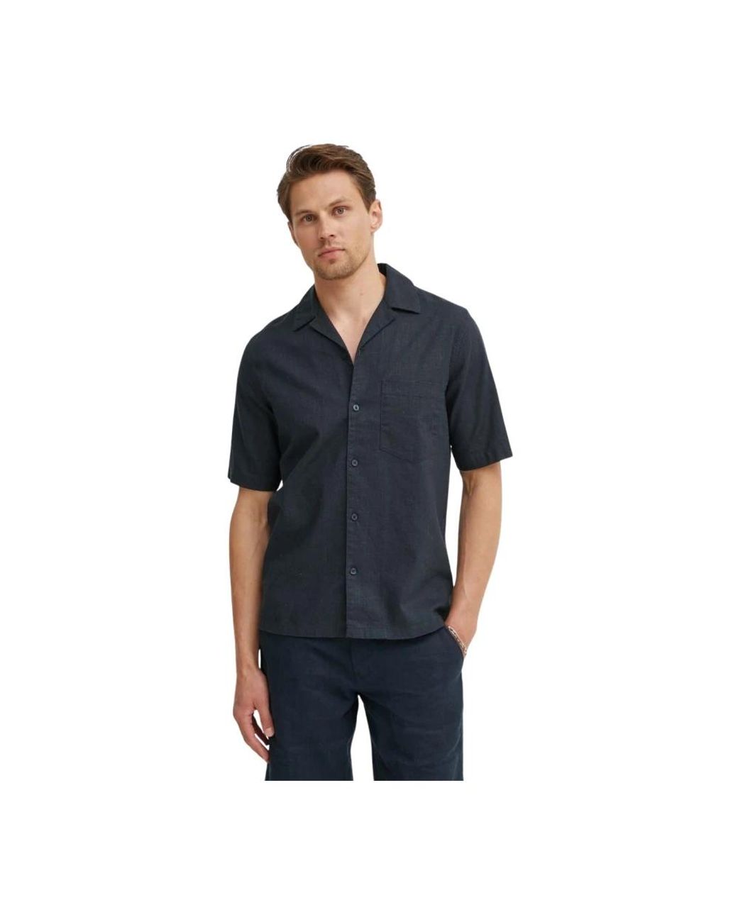 Samsøe & Samsøe Short Sleeve Hemden in het Blue voor heren