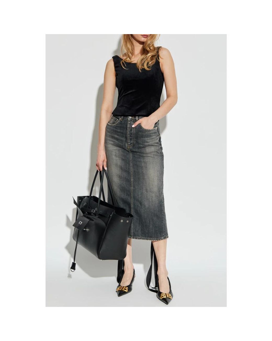 Balenciaga Gray Denim Skirts