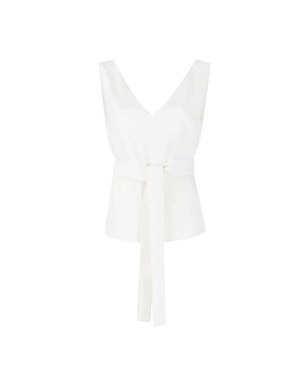 P.A.R.O.S.H. White Sleeveless Tops