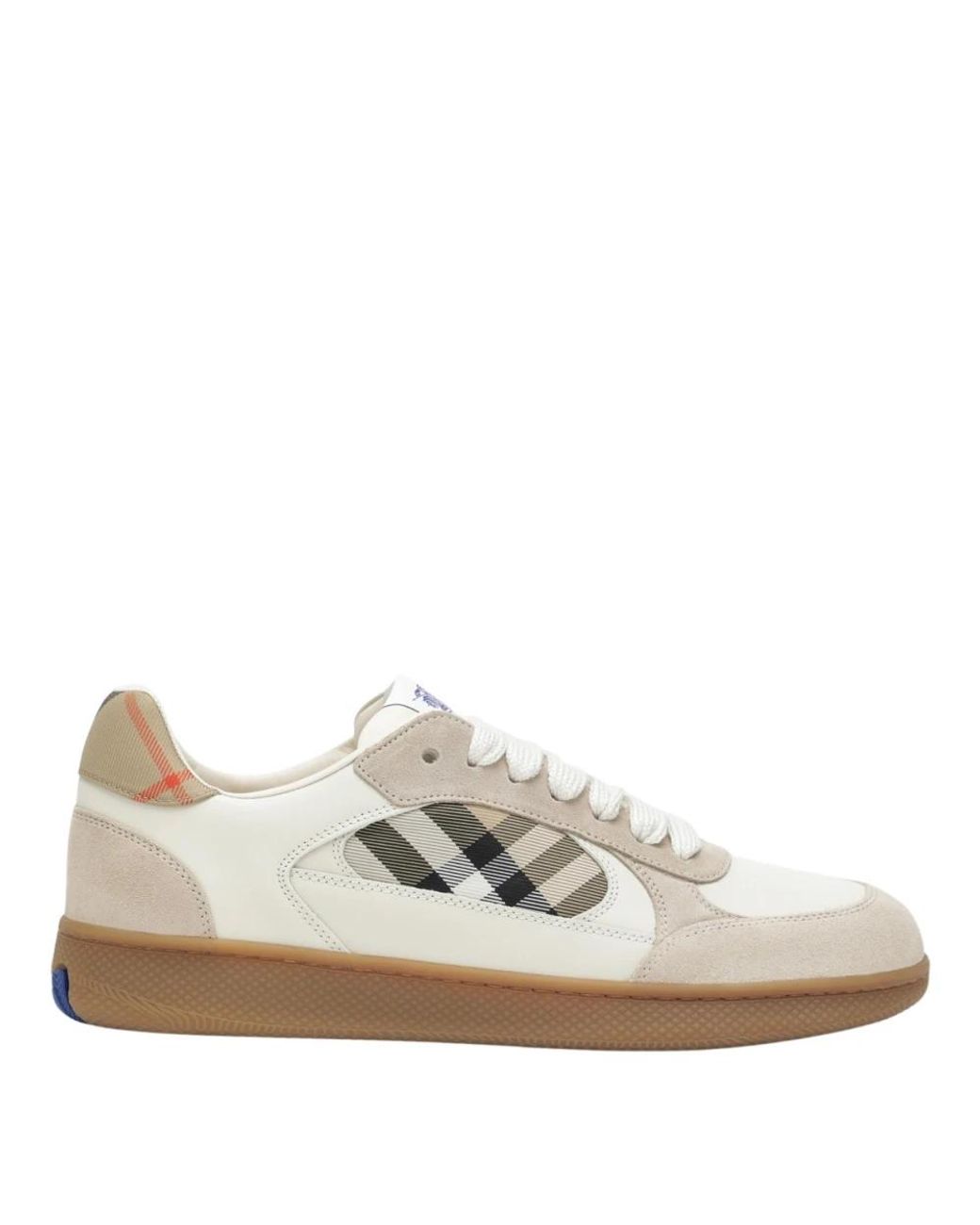 Burberry White Sneakers With Tartan Details for men