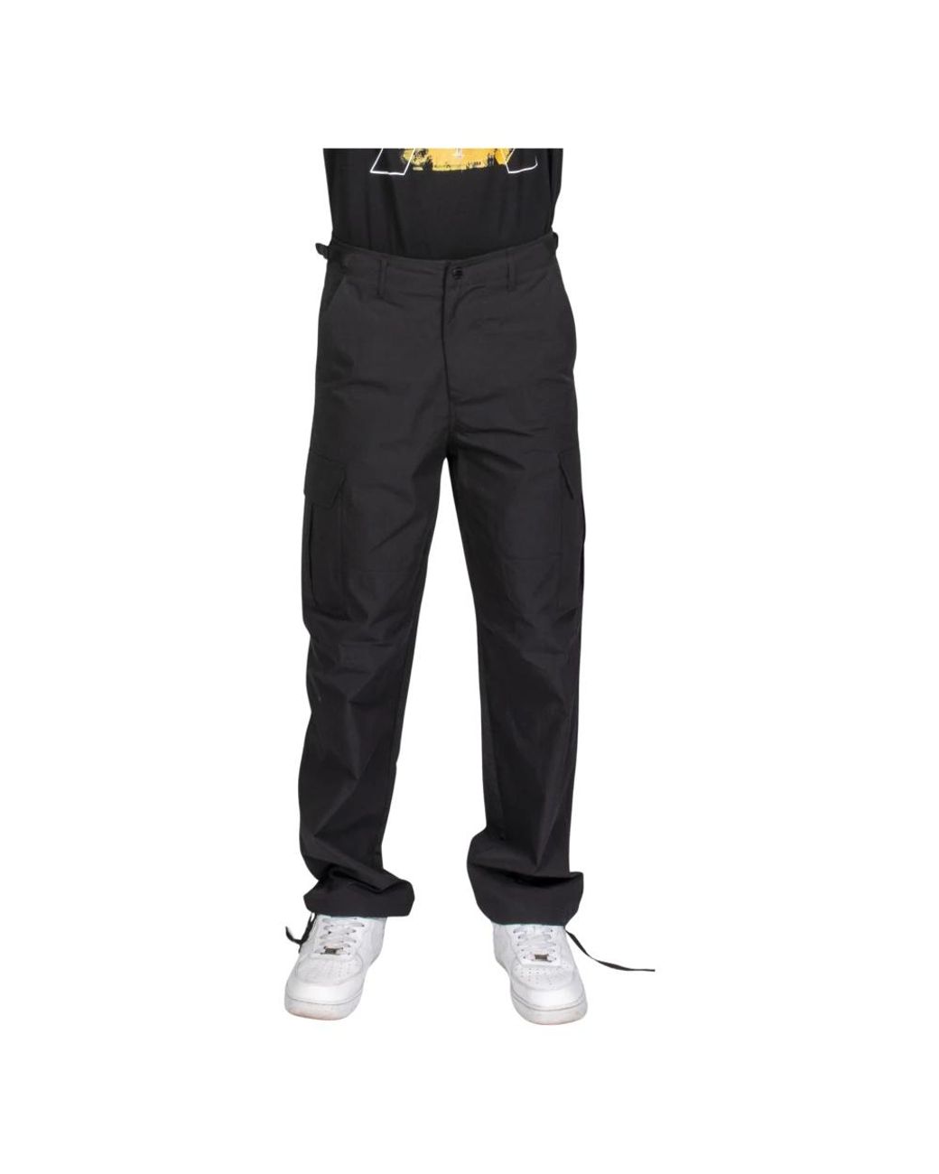 AFTER LABEL Black Straight Trousers for men