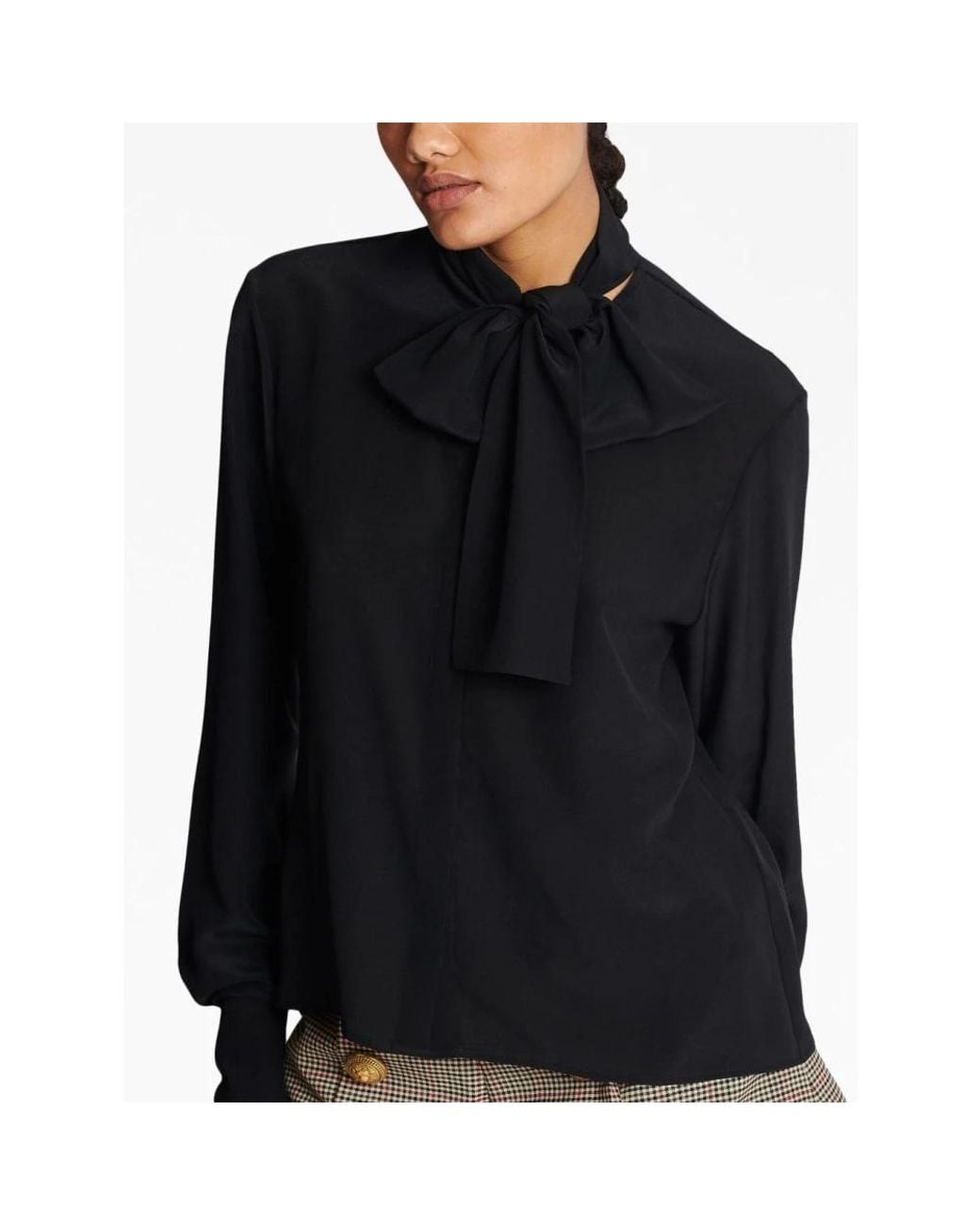 Balmain Black Pussybow Blouse