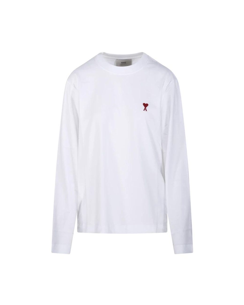 AMI Tops ,Wit ,Katoen Wit Longsleeve T-Shirt in het White