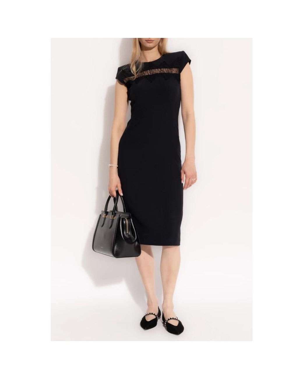 Midi Dresses McQueen de color Black