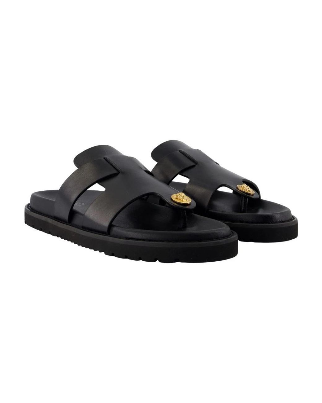 Versace Leren Sandalen in het Black voor heren