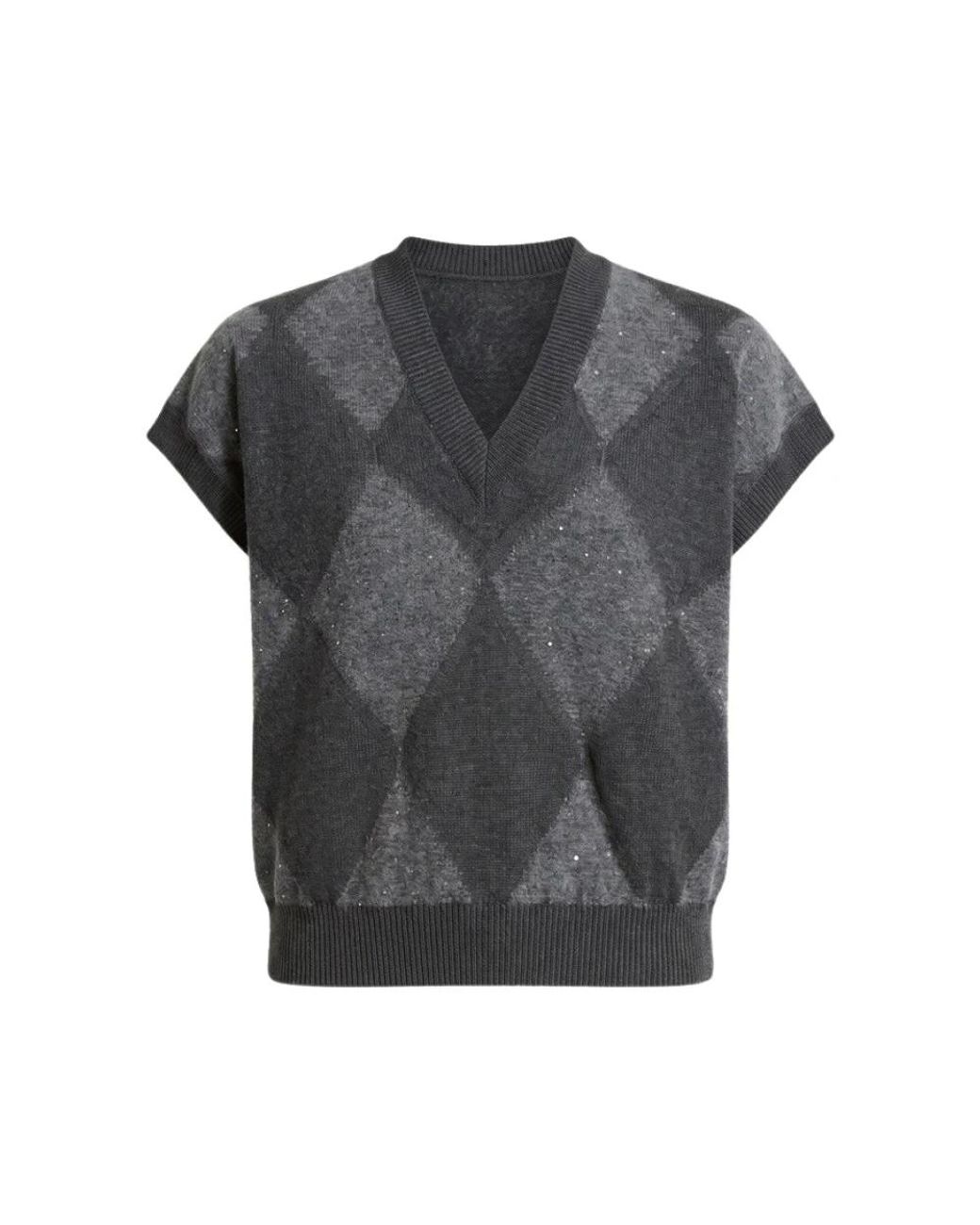 Peserico Gray V-Neck Knitwear