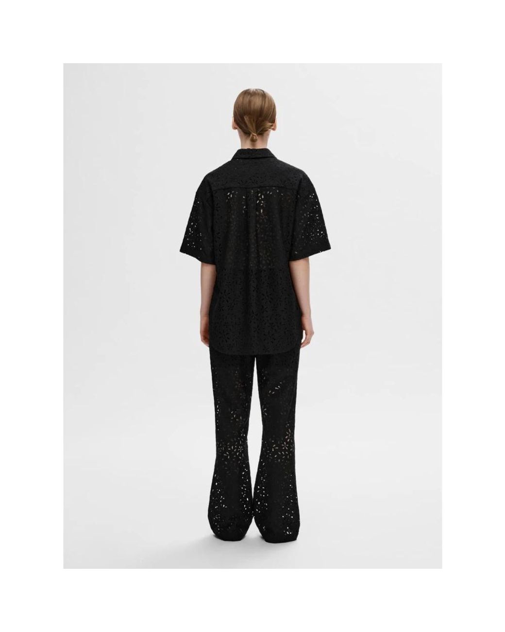 SELECTED Black Oversize Spitzenbluse B