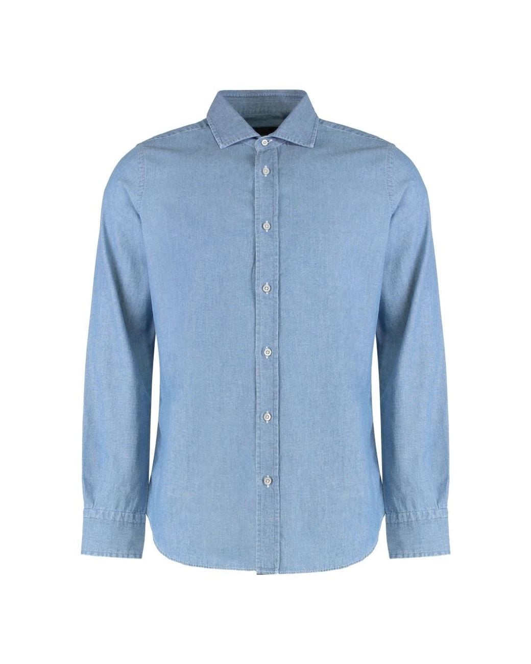 Moorer Blue Casual Shirts for men