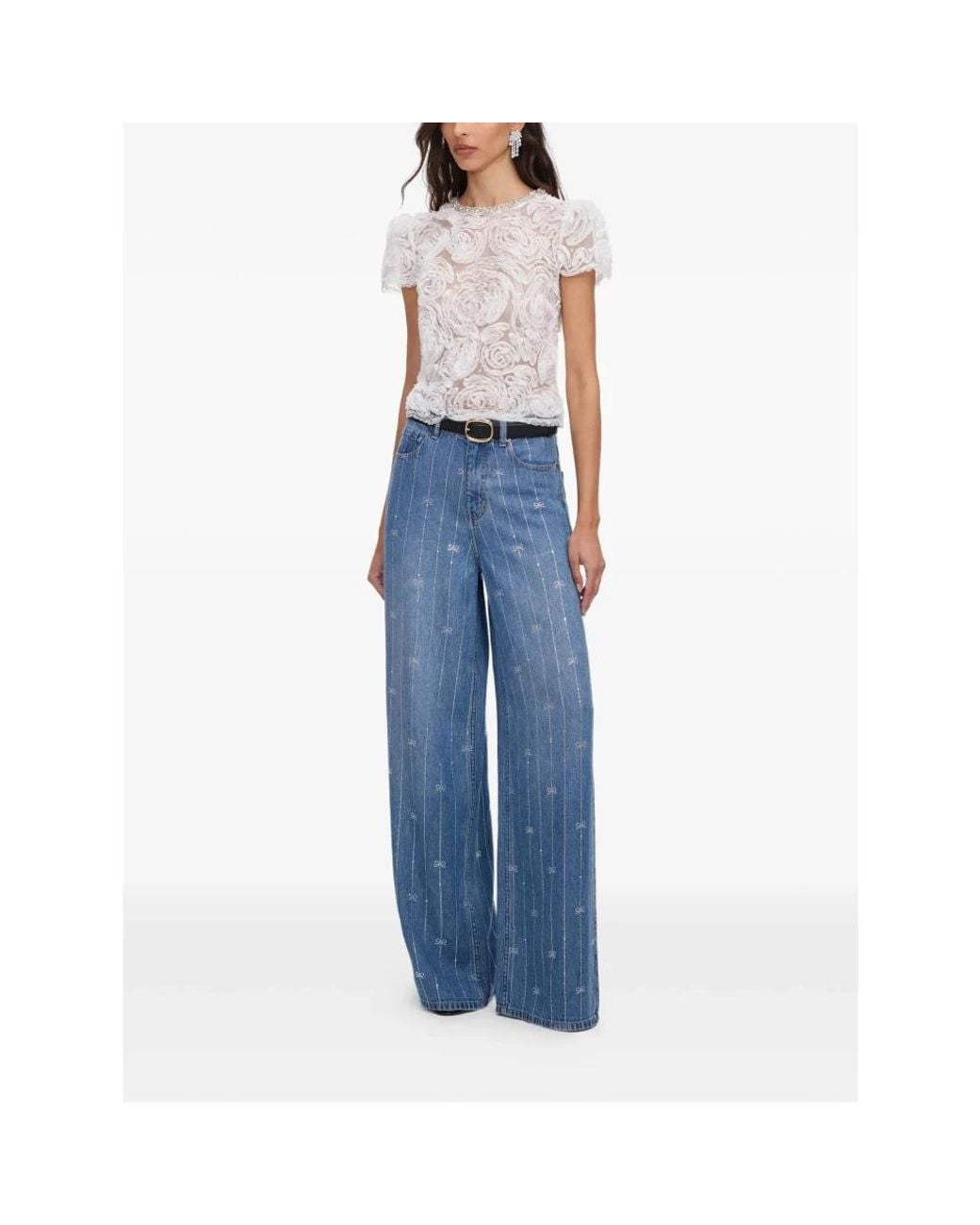 Self-Portrait Blue Wide Jeans