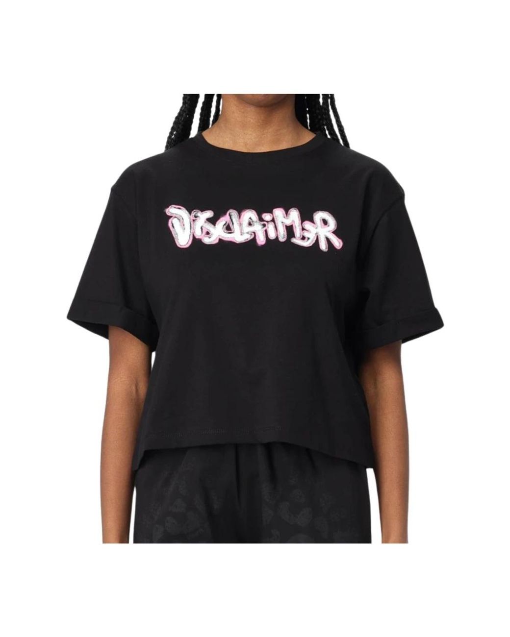 DISCLAIMER Tops ,Zwart ,Katoen Crop Jersey Top Urban Style in het Black