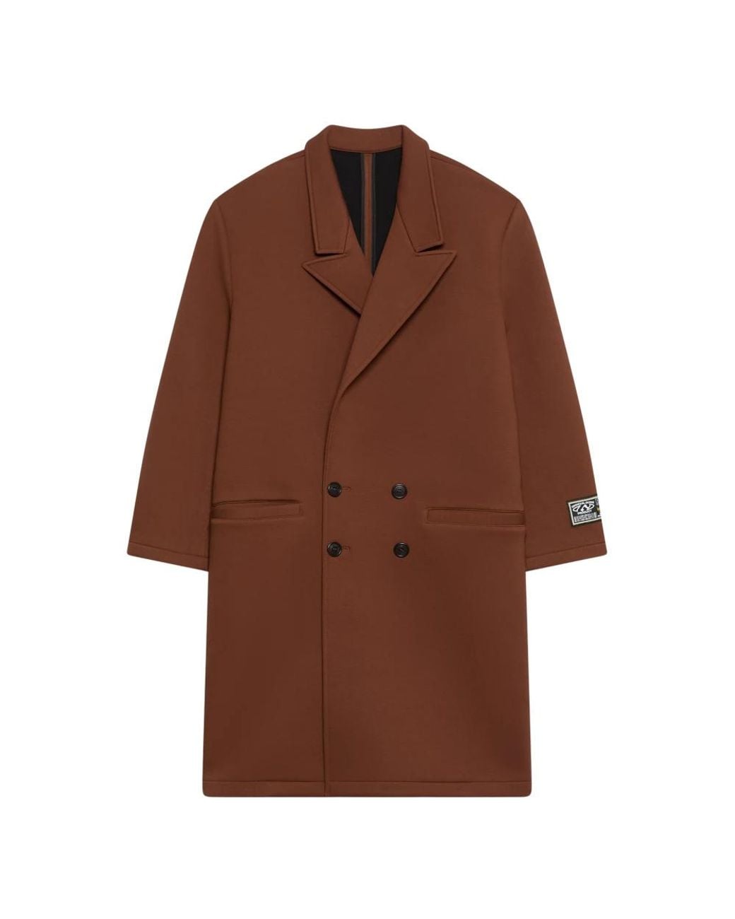 Gcds Jassen ,Bruin ,Polyester Logo-Patch Double-Breasted Coat in het Brown