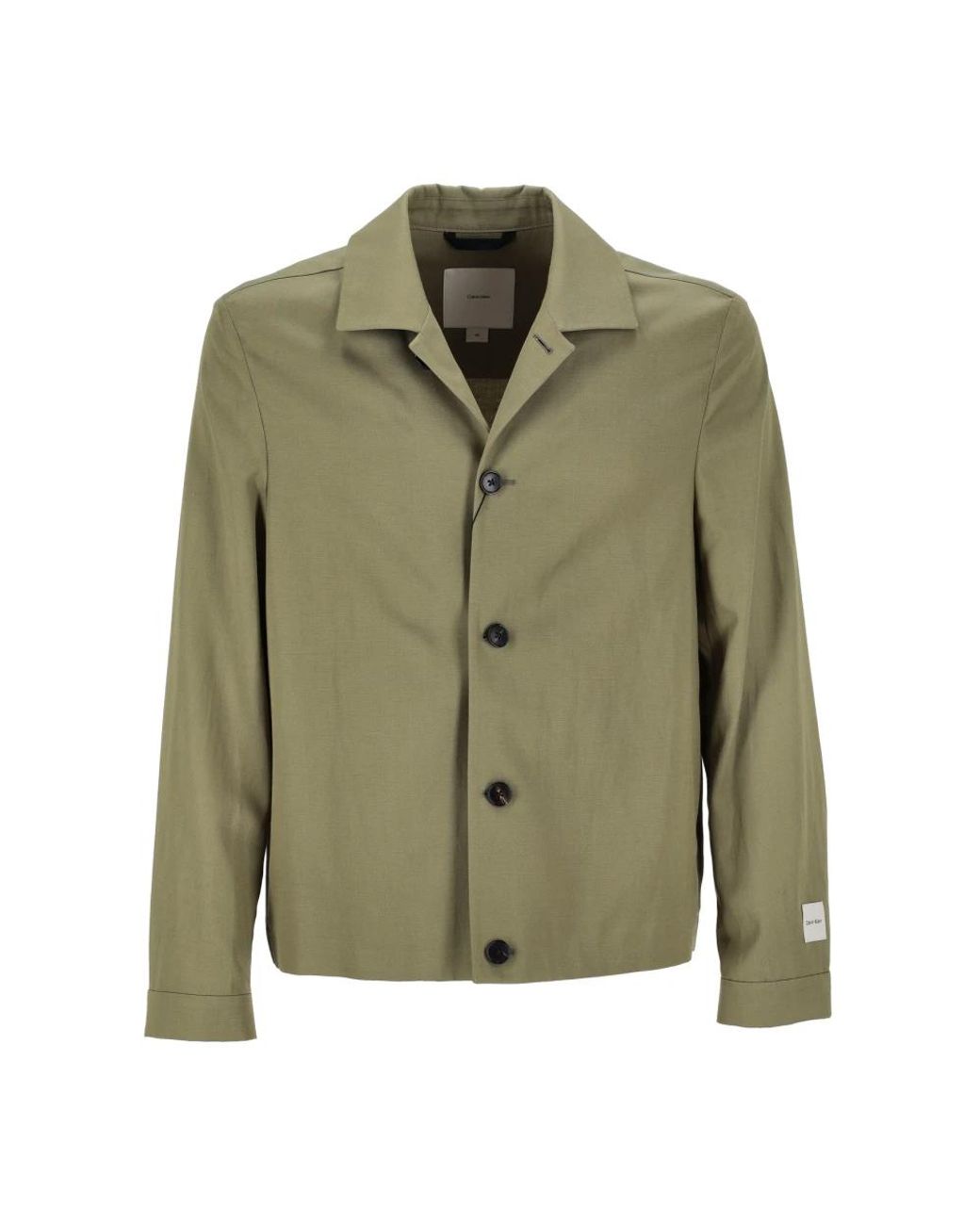 Calvin Klein Jassen ,Groen ,Katoen Tencel Katoen Linnen Shacket Jas in het Green voor heren