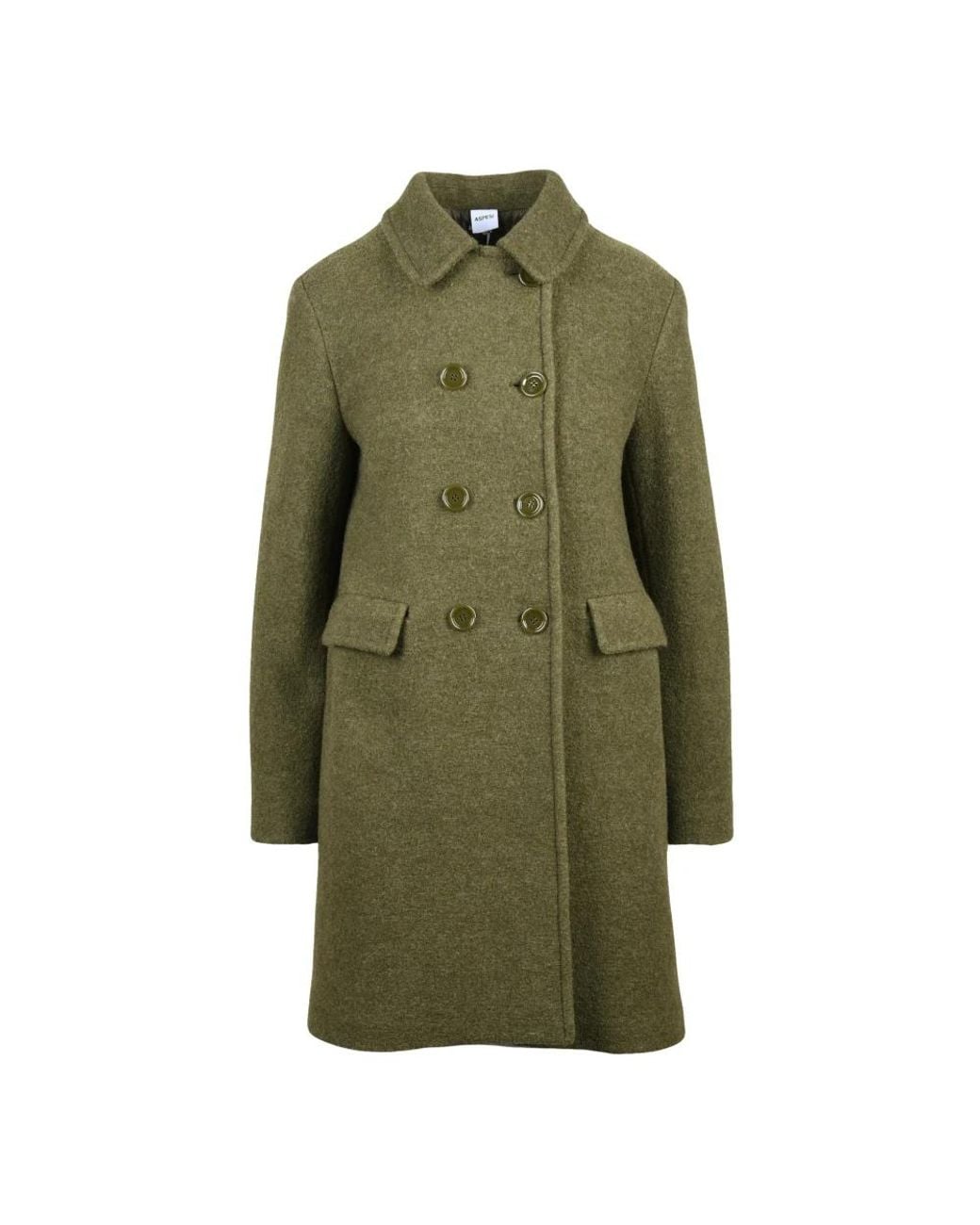 Aspesi Green Double-Breasted Coats