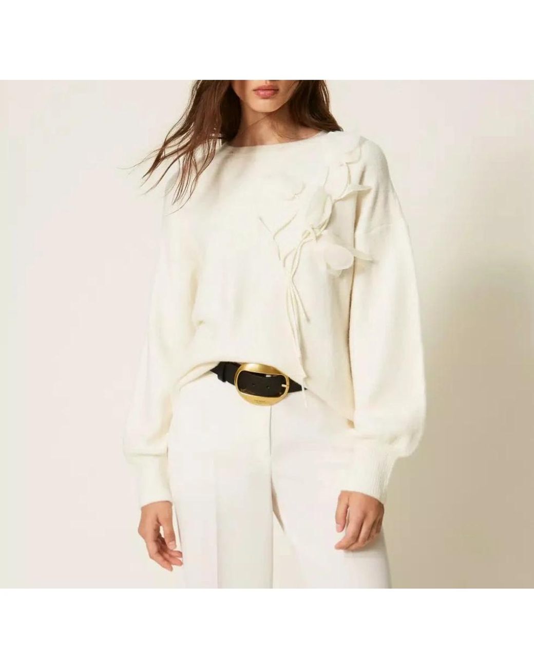 Twinset Natural Round-Neck Knitwear