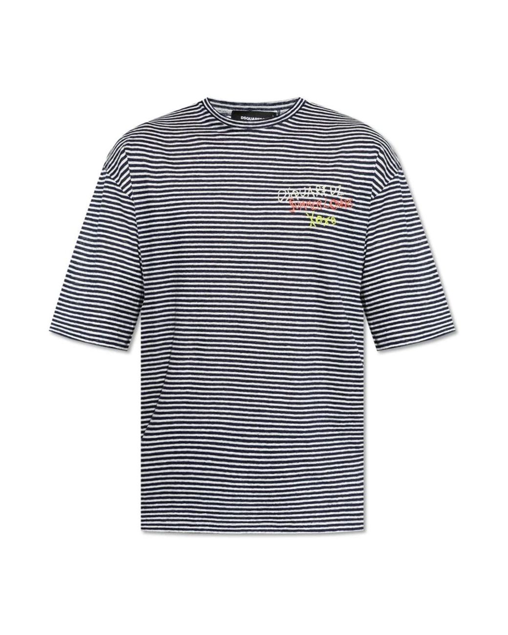 DSquared² Tops ,Blauw ,Linnen T-Shirt Capsule Summer Lovers in het Blue voor heren