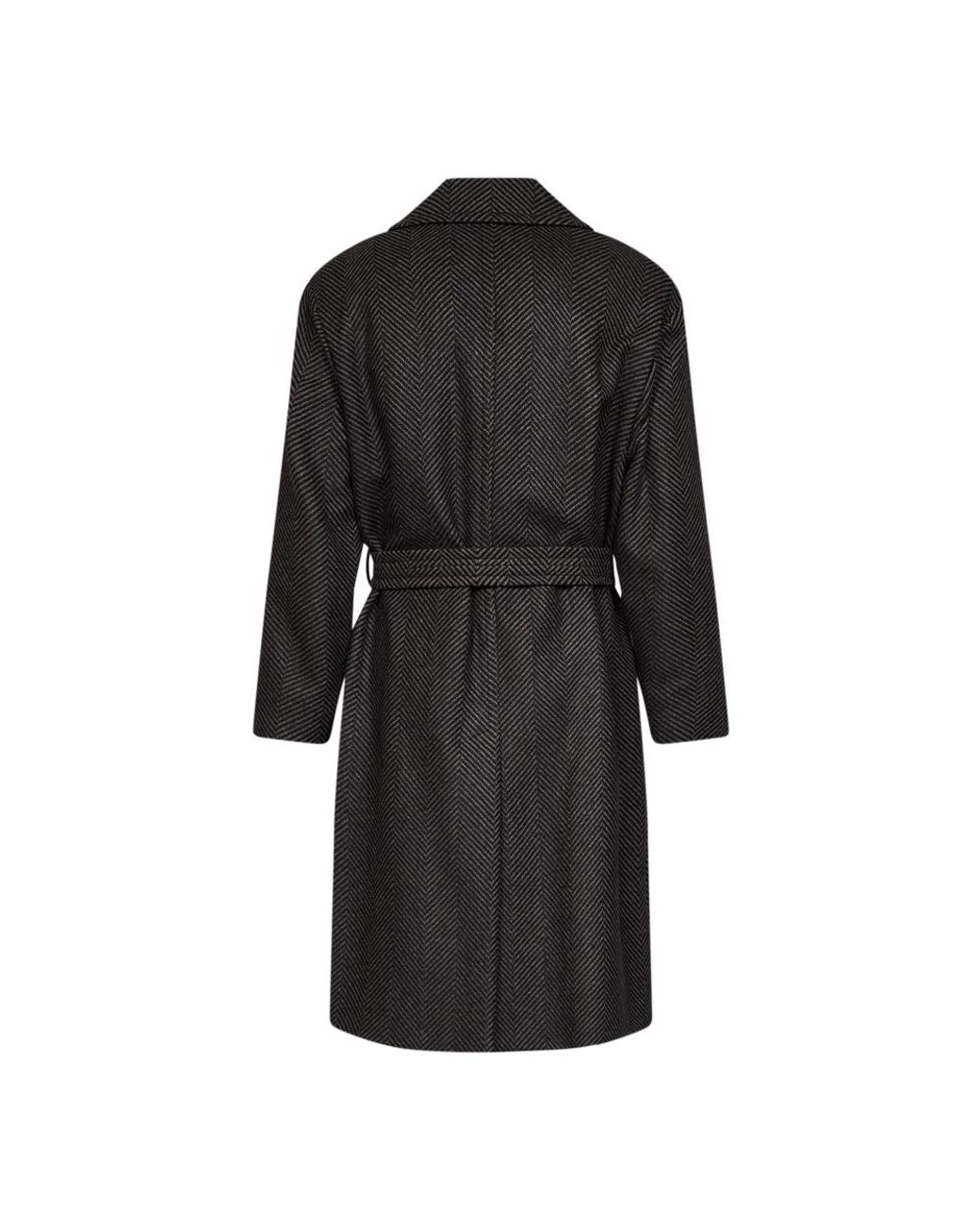 Hevò Black Belted Coats for men