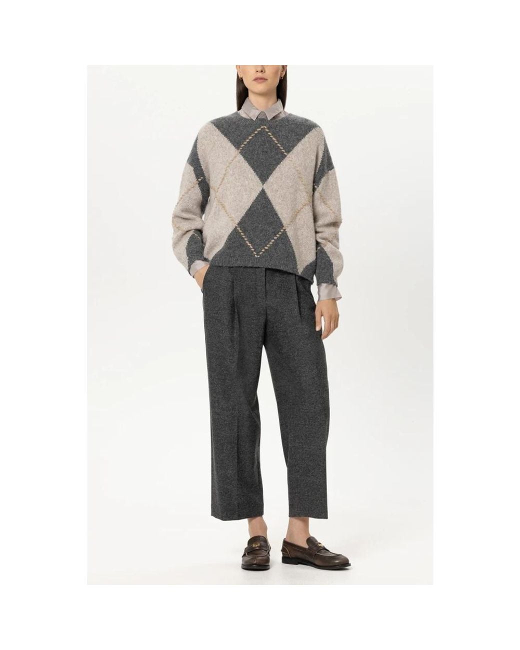 Luisa Cerano Gray Round-Neck Knitwear