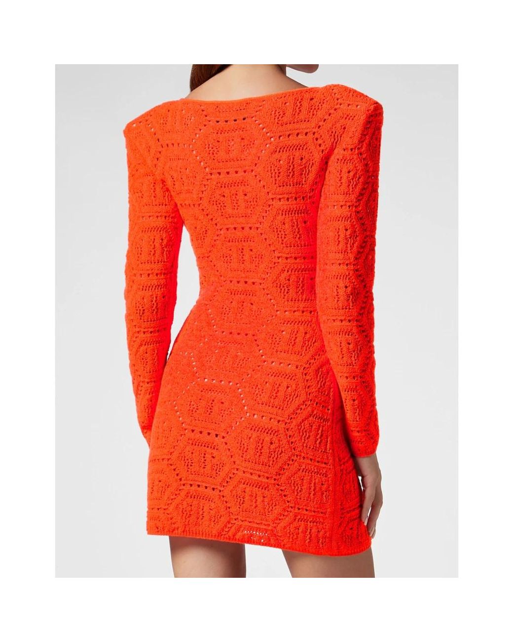 Philipp Plein Red Knitted Dresses
